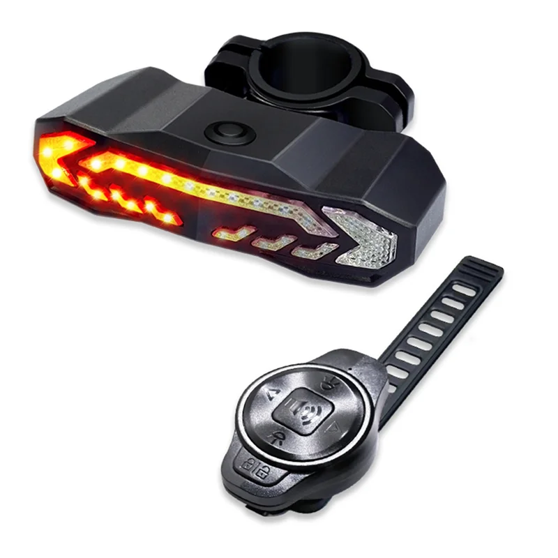 

B72A Bicycle Alarm Anti Theft Turn Signals Anti-Theft Alarm Brake Sensor Taillight USB Rechargeable With Remote Control