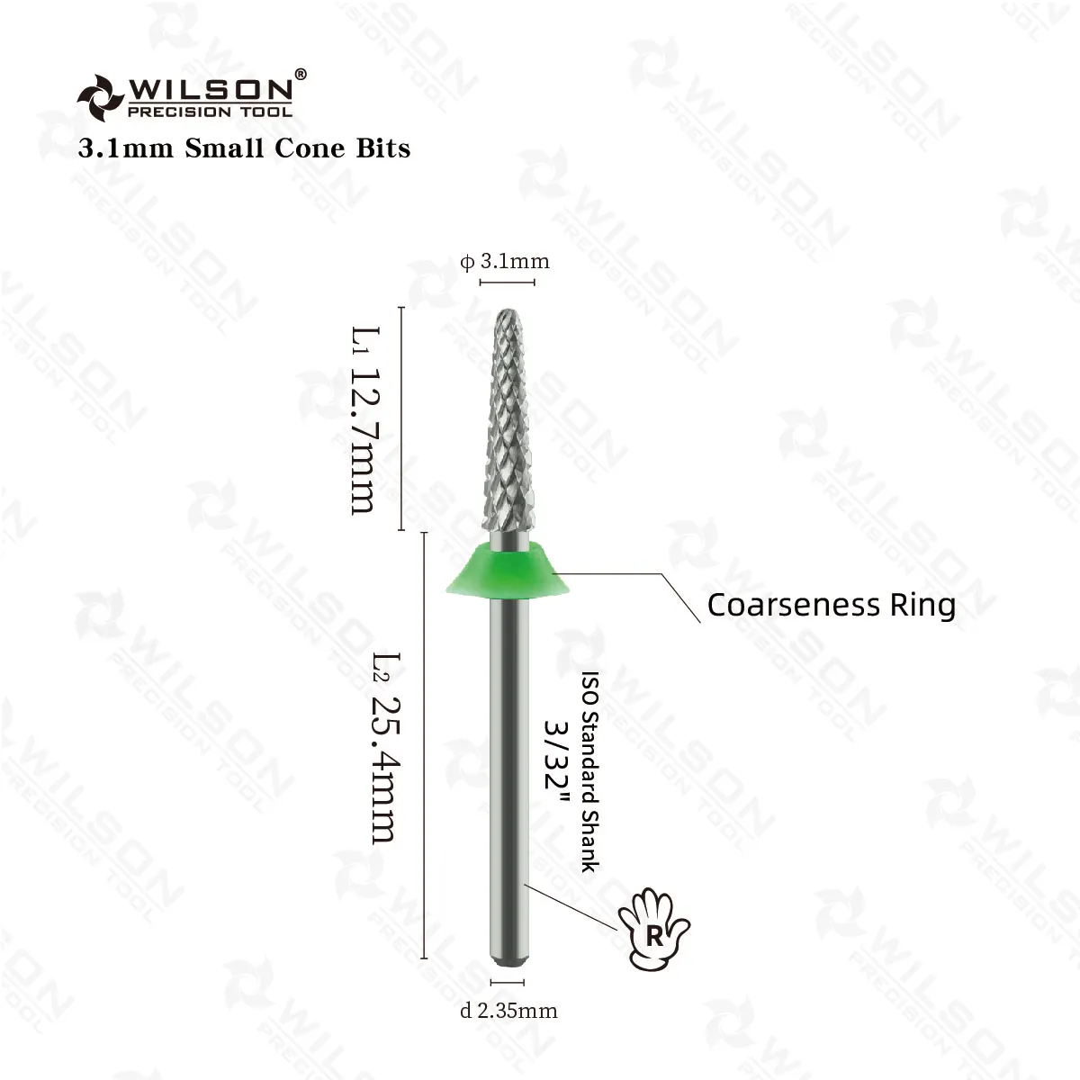 WILSON Small Cone Bits Well Sun Portable Nail Bur Professional Manicure Tools all in 1 Carbide nail bit