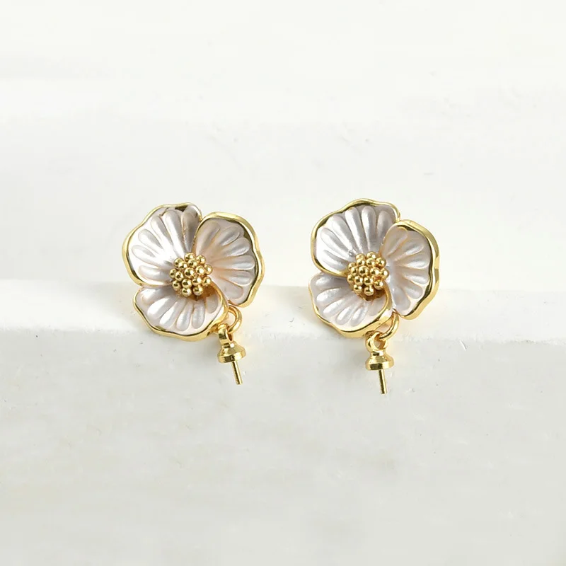 

6pair DIY Jewelry Accessorie Colors Enameled Leaf Flower Stud Earring Base for Women Bridal Pearls Party Earring Making