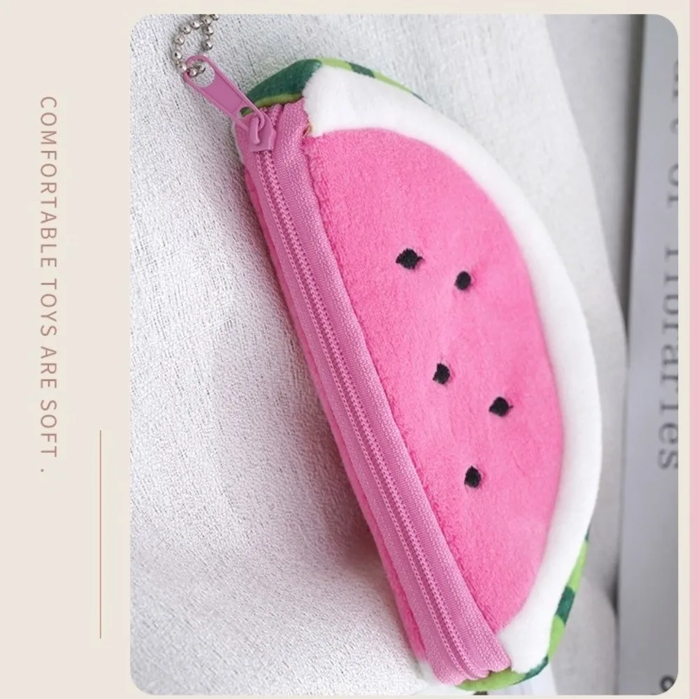 Gift Soft Watermelon Coin Purse Cute Keychain Charm Fruit Wallet Earphone Storage Zipper Cartoon Mini Card Bag Teens