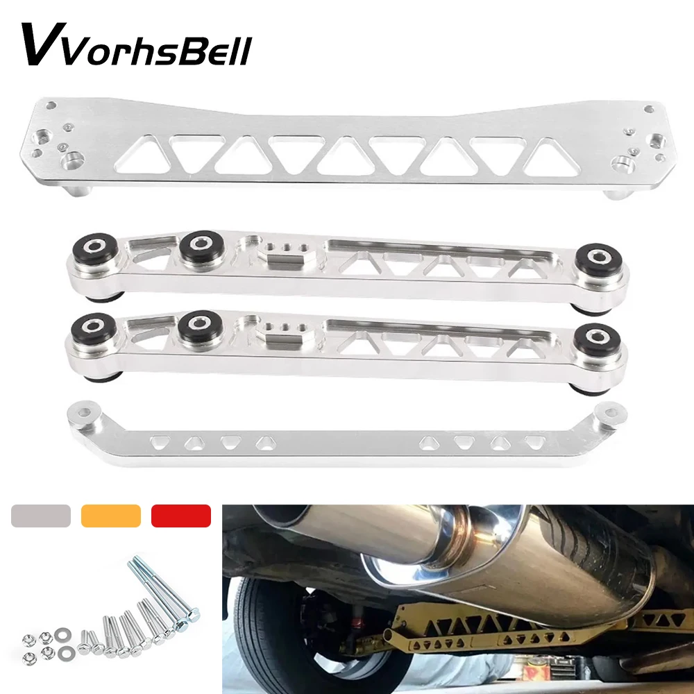 Billet Aluminium REARSUBFRAME BRACE+TIE BAR+Rear Lower ControlArm For Honda Civic EG 92-95 Silver/Gold/Red