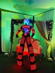 Digital LED Helmet Light UP Robot Costume Clothing Robot Stilts Walker Suit jacket Event Dress