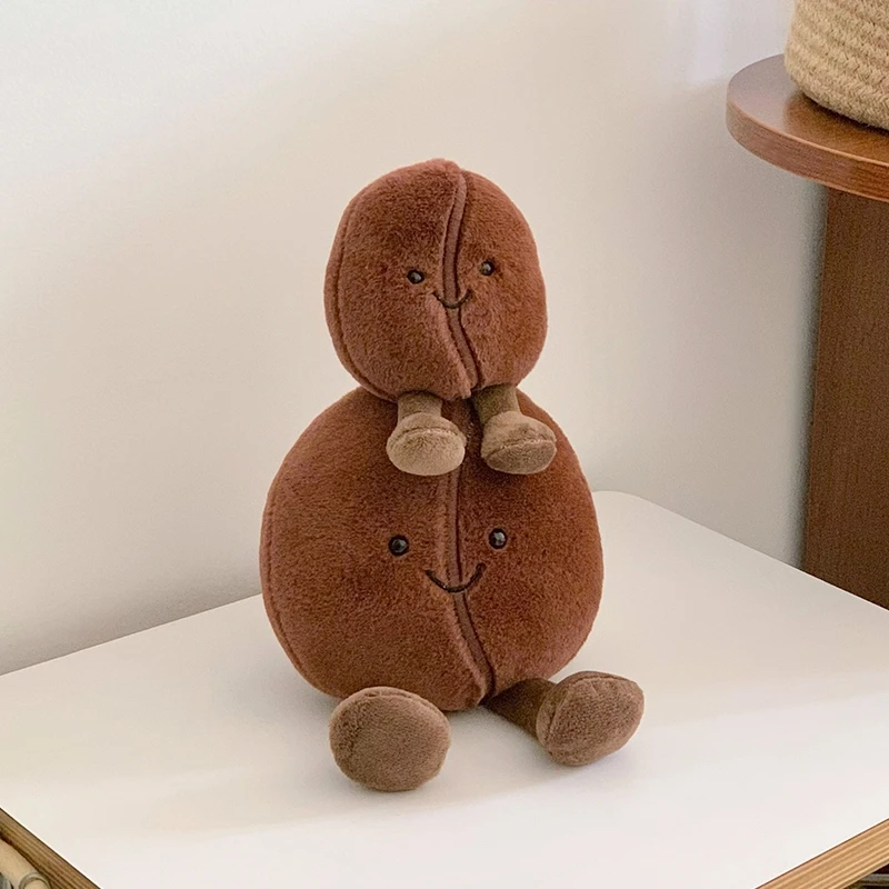 Jellycat Simulierte Kaffeebohnen-Plüschtiere, weiche Puppe, braunes Kaffee-Essen mit Fuß, bezauberndes Plüschtier, Heimdekoration, Weihnachtsgeschenke, Mädchen
