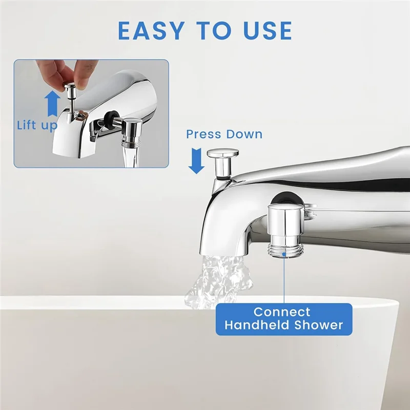 صنبور ABRG-Tub مع محول، صنبور حوض استحمام مع محول دش ومفتاح ربط سداسي يناسب أنبوب نحاسي 1/2 بوصة، 5.3 بوصة