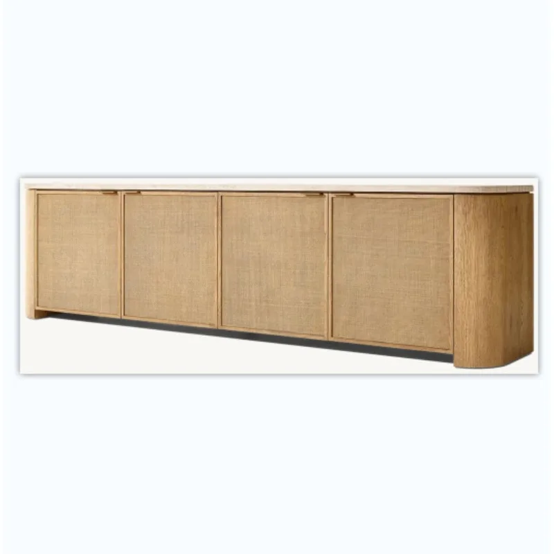 

American country villa room indoor solid wood dining side cabinet locker storage cabinet desktop marble design
