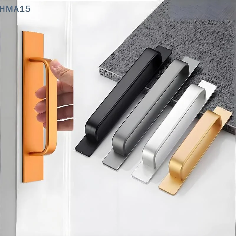 【YA】Self-Stick No-Drill Cabinet Pulls Aluminum Alloy Adhesive Handles Heavy Duty for Kitchen Cupboard Wardrobe Furniture