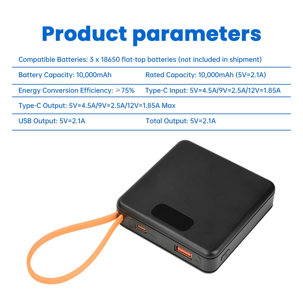 DIY 3*18650 Batterie-Powerbank-Kit 10W 22.5W Schnellladegehäuse mit Ladekabel, abnehmbar, schweißfrei, mobiles Stromversorgungs-Kit – Detail 10