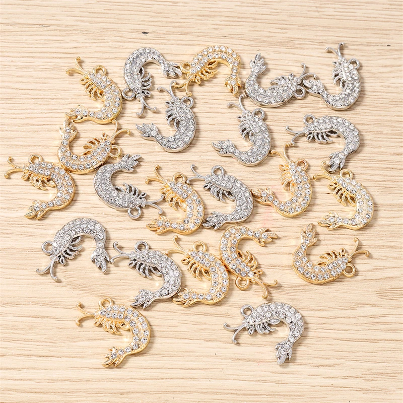 

10pcs 18x24mm Cute Crystal Metal Lobster Charms Pendants for Jewelry Making Necklaces Earrings Bracelets DIY Crafts Accessories