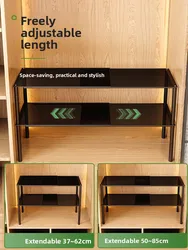 Expandable Multi-layered Wardrobe Shelf Dormitory Bedroom Storage Organizer Carbon Steel No-drilling Installation Clothes Rack