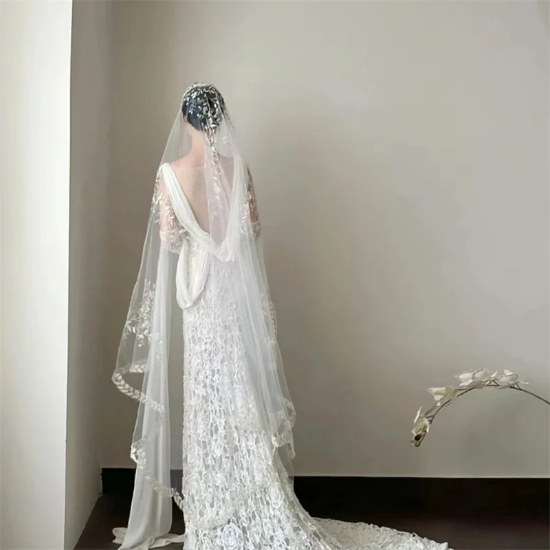 2025 verão novo laço branco francês trigo orelha laço bandana de camada única high-end sentimento casamento da noiva principal headpiece