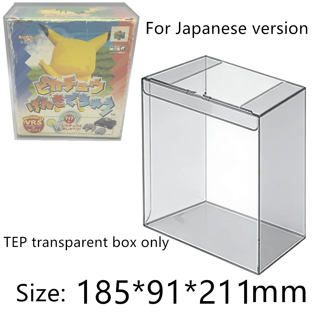 

Transparent Box Protector For N64 Pikachu Genki Dechuu + VRU Microphone Bundle Boxes TEP Storage Game Shell Clear Display Case