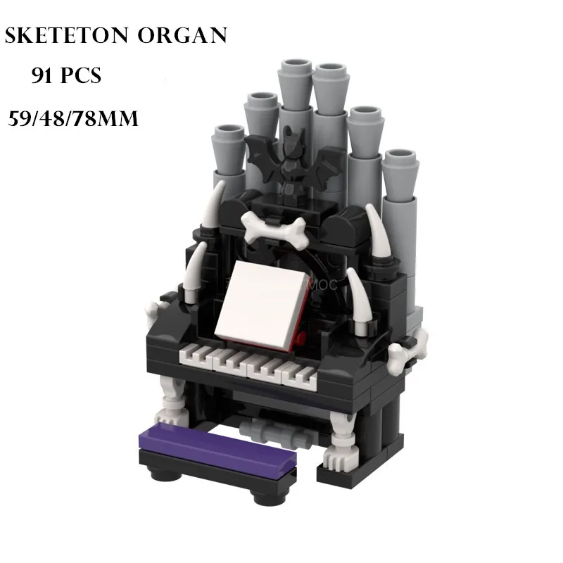 MOC Halloween Skeleton Ghosts and Monsters Organ Pirate Piano Set of Tables and Chairs Assembling Building Block Children's Toys