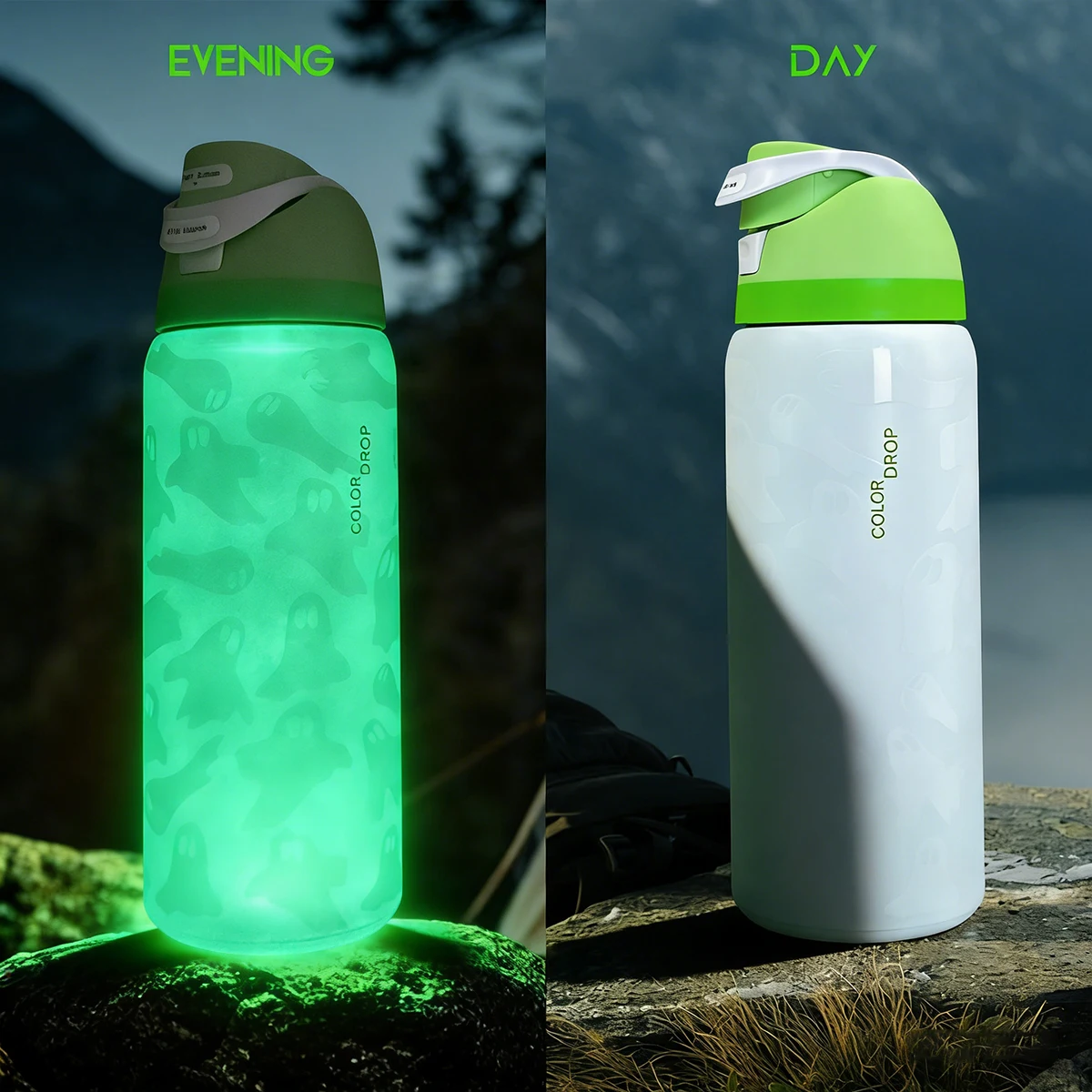 Owalaa nightlight ghost 32oz/945ml stainless steel insulated water bottle with straw,for daily... product image