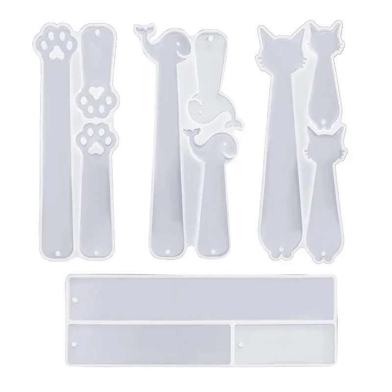 DIY Crystal Epoxy Resin Mold Cat Paw Dolphin Bookmark Silicone Mold