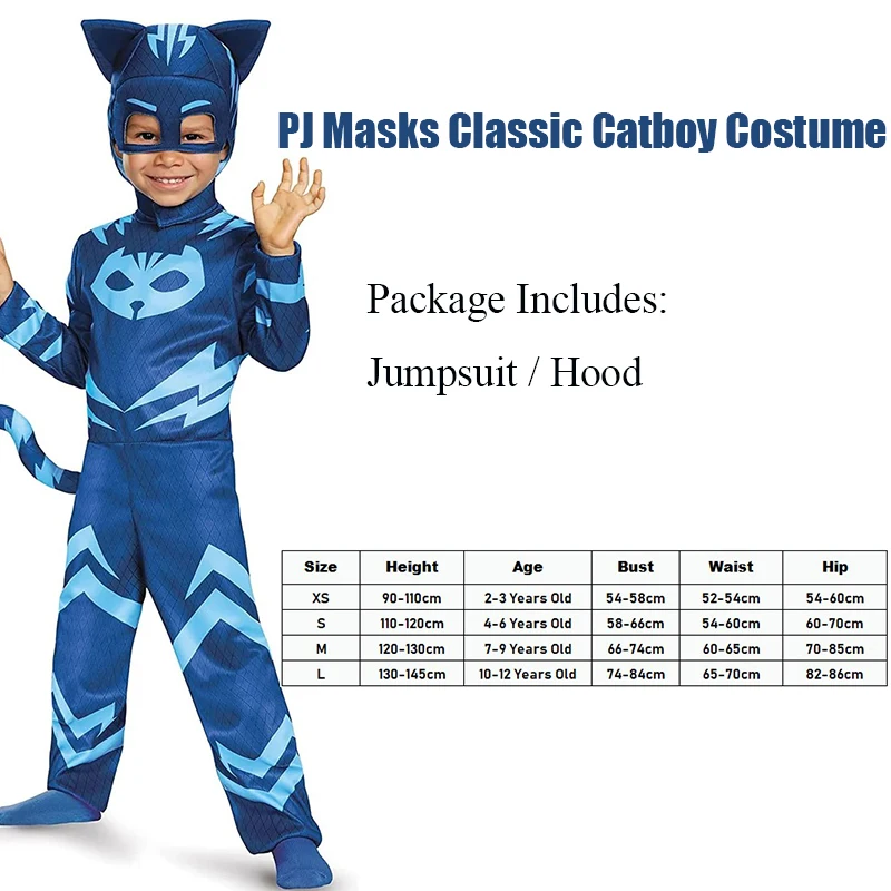 cosplay Blue Pajama Boys Girls Anime Hero Costume with Mask Cosplay Clothe Suit Child Halloween costume Birthday Party Kids Gift