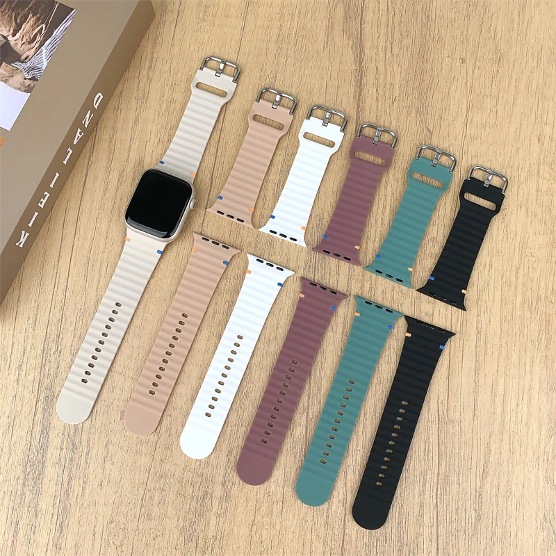 Silicone Strap For Apple Watch ultra Band 49mm 45mm 44mm 42mm 40mm 41mm 38 45 mm correa bracelet iwatch Series 9 8 7 6 5 4 3 se