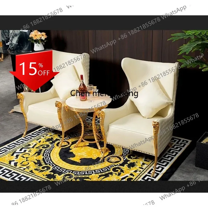 

M78 European sedentary comfortable sofa leisure chair post-modern light luxury backrest chair carved table and chair combination