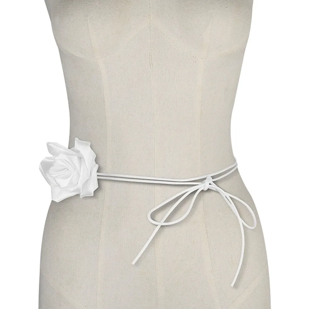 

Fashion Retro Artistic Rose Flower Rope Belts Decorative DIY Woven Waistband Strap Fabric Belt For Skirts Jeans Dress Clothes