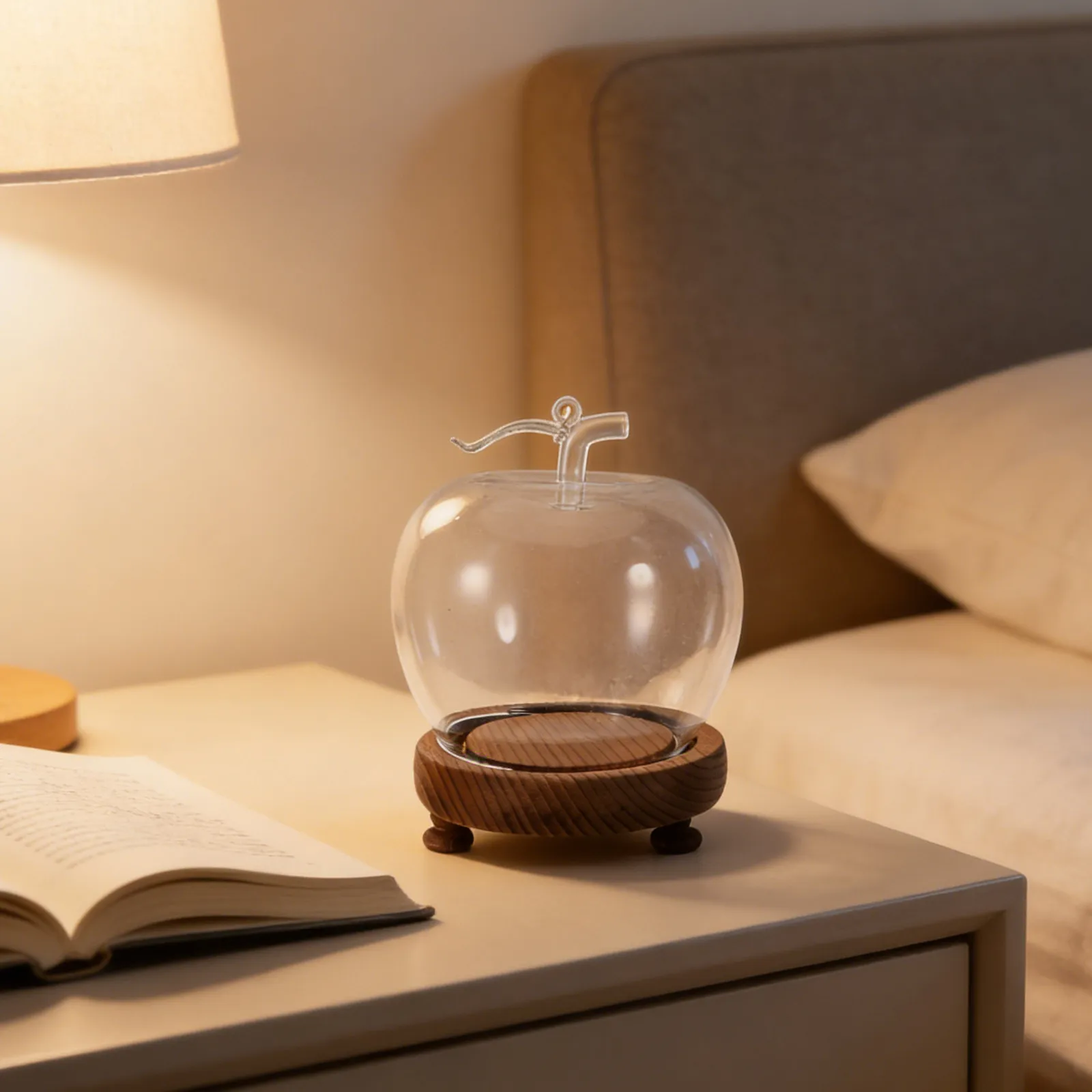 Transparent Glass Dome Display Dome with Natural Wood Stand for Crafts Candles Succulents Eternal Flowers Shelf Decor Dust Proof