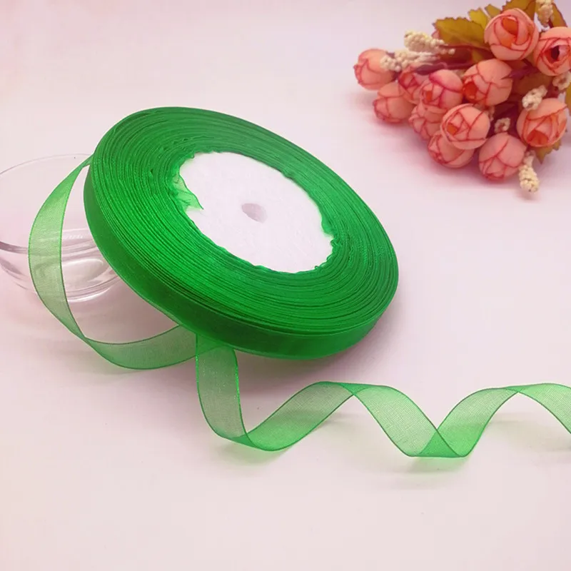 50 Yards 10/20/25mm Width Spool Satin Edge Sheer Organza Ribbon 17 colors DIY Organza Tissu