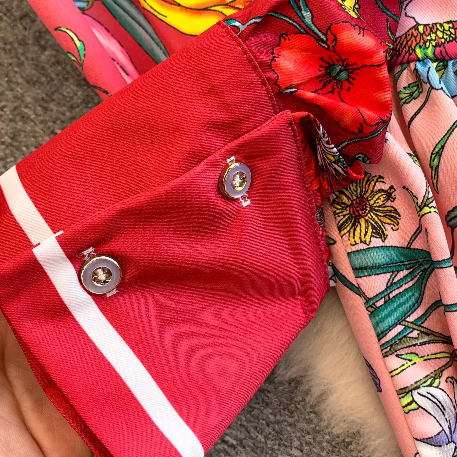 Runway Summer Autumn Holiday Gorgeous Floral Maxi Dress Women's Stand Lantern Sleeve Single Breasted Loose Belt Long Vestidos