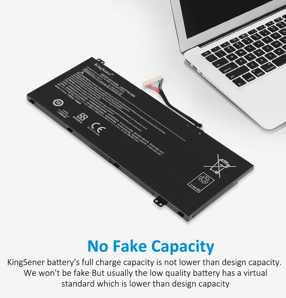 KingSener AC14A8L Laptop Battery For Acer Aspire VN7-571 VN7-571G VN7-591 VN7-591G VN7-791G MS2391 KT.0030G.001 11.4V 4605mAh