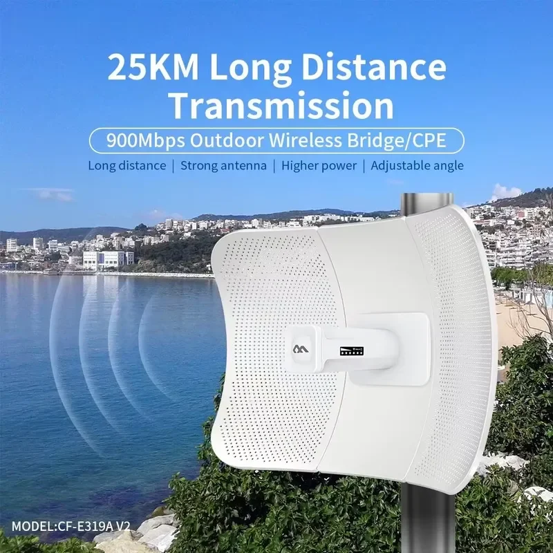 Long Range CPE 900Mbp 5.8 GHz 25KM Wireless Bridge 1000mW High Power Access Point Router 26dBi Gain Wifi AP Antenna Repeater