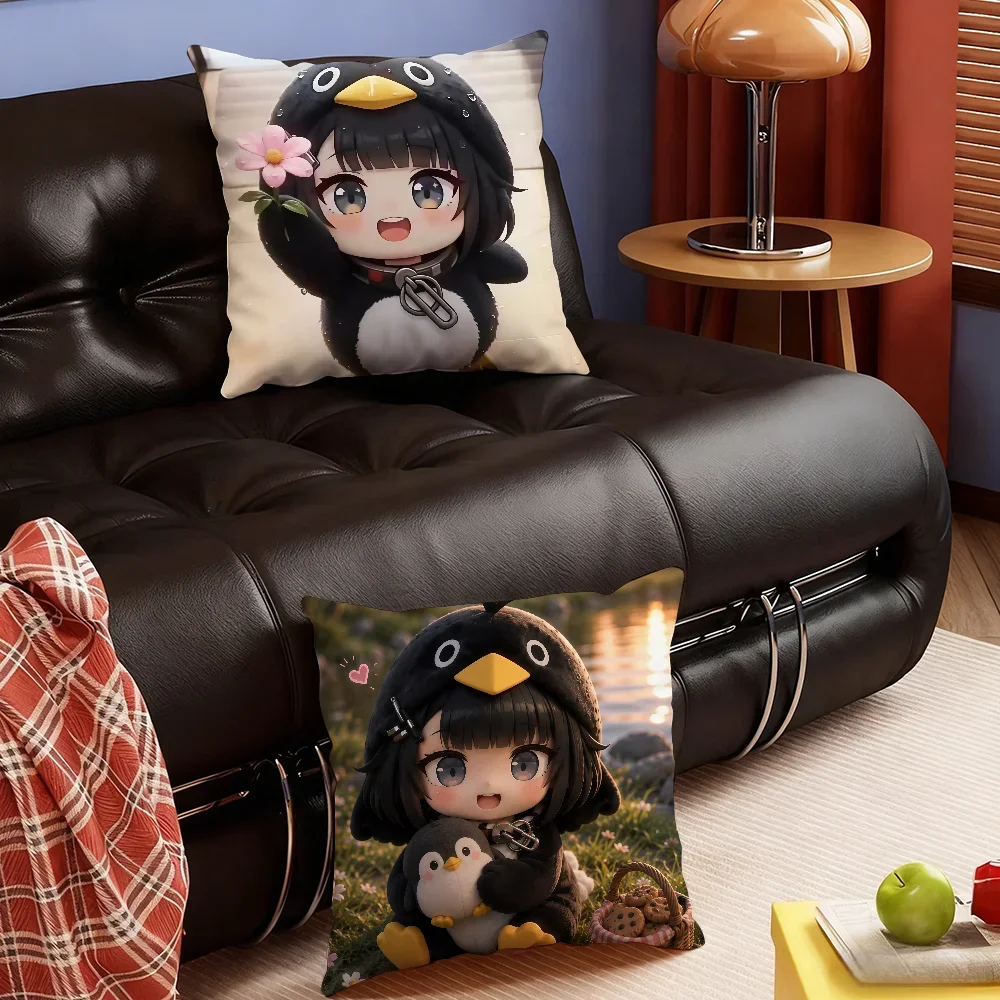 Gugugaga Penguin Game Cute cushion cover Soft Smooth Hidden Zipper Washable Decorative Couch Office Housewarming Gift
