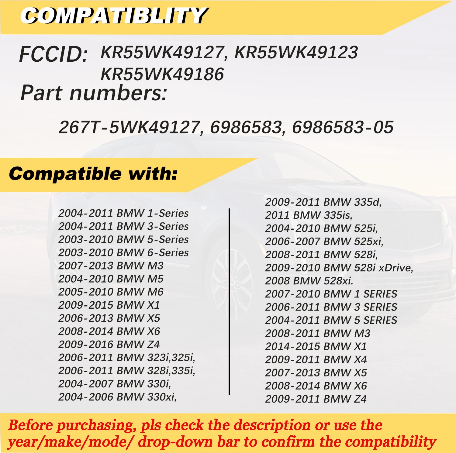 Picture 3: Replacement Keyless Entry Key Fob Case Cover fit for BMW 1 3 5 Series E90 E92 E93 X5 X6 Z4 E90 Key Fob Shell