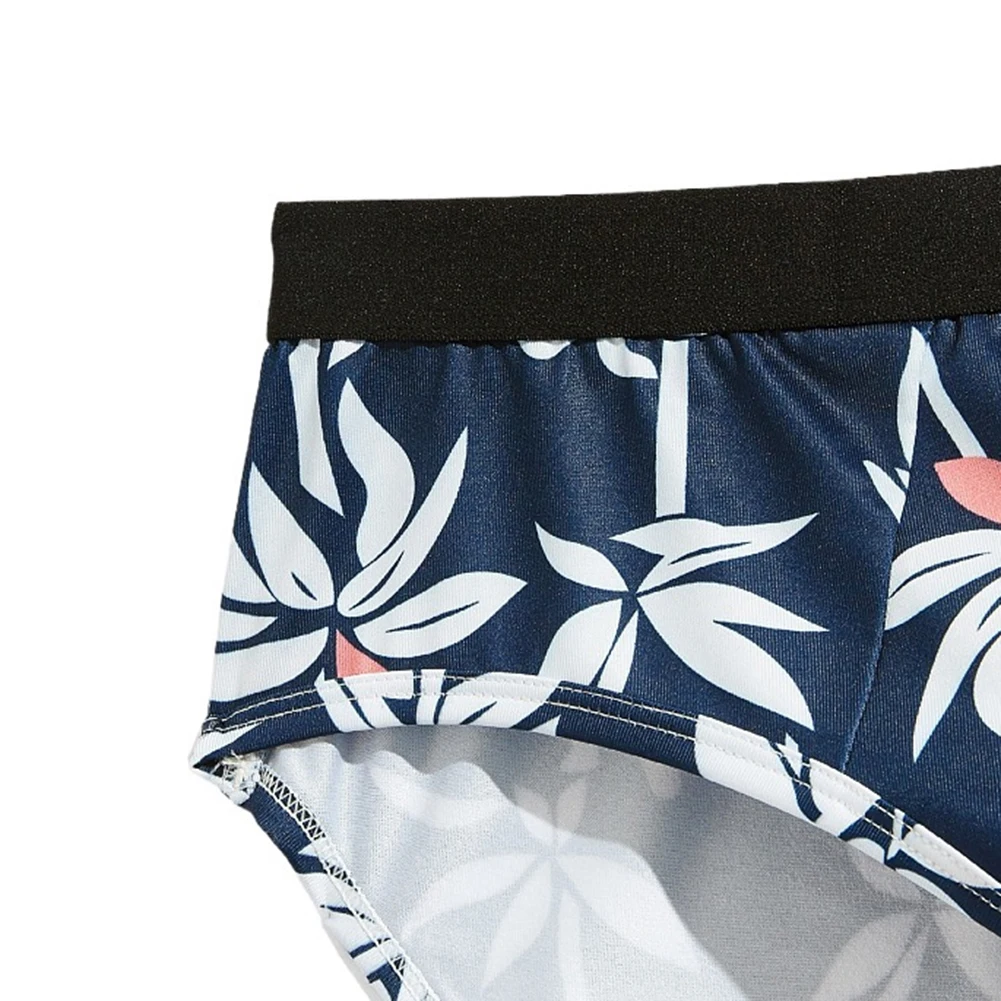 Men Ice Silk Briefs Printed Bugle Pouch Underwear Smooth Short Swimwear Thin Breath Underpants Casual Beach Bikini Panties