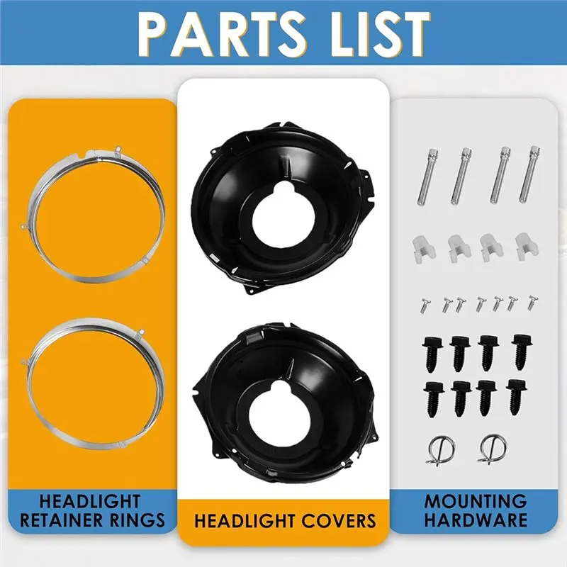 For Chevrolet Chevy II 1968 Camaro 1967-1969 Nova 1969-1970 Chevrol 1970 Headlamp Retaining Ring And Mounting Bucket Kit
