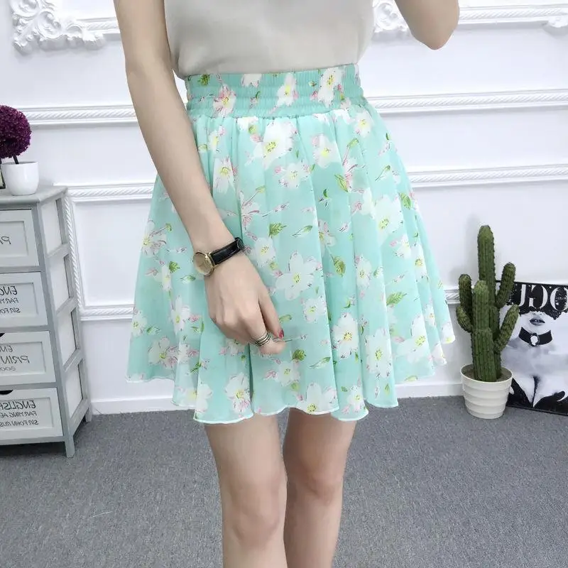 

Elastic Waist Chiffon Shorts for Women Summer Flowers Skirt Pants Casual Fashion Designer Clothing Trend 2025 Loose Woman Short