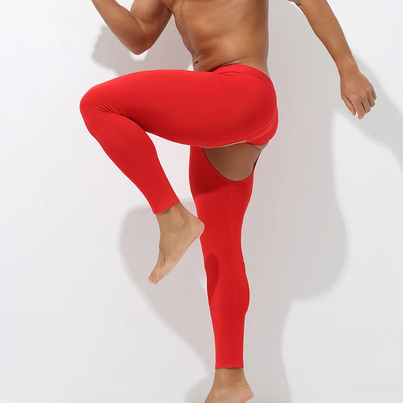 Men's open-crotch thermal pants Modal long johns winter tight-fitting pants single pants TLS-1002
