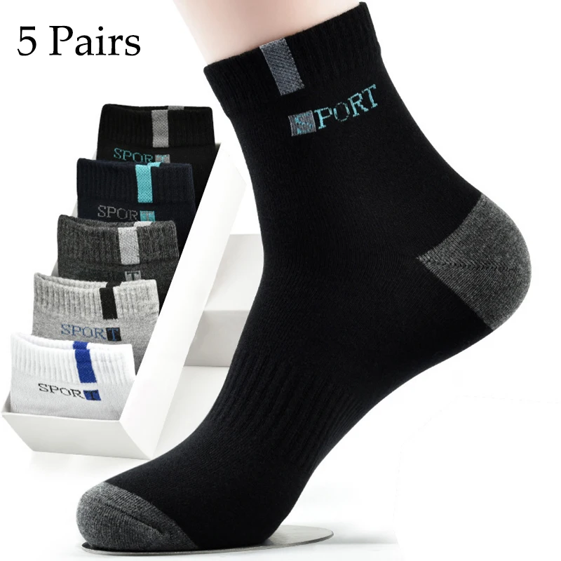 5 Pairs High Quality Bamboo Fiber Breathable Deodorant Business Men Tube Socks For Autumn And Spring Summer Plus Size EUR 38-47