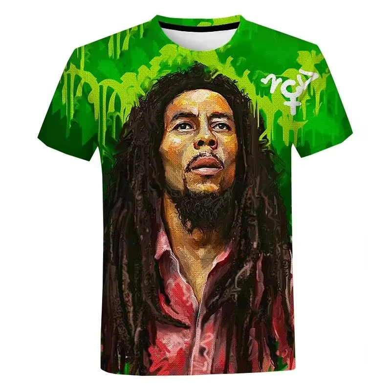 

Hot Sell Summer/Fall Man Clothing 3d Printed Men Bob Marley Rock T-Shirt Man Fashion Loose Vintage Oversized Short Sleeve Top