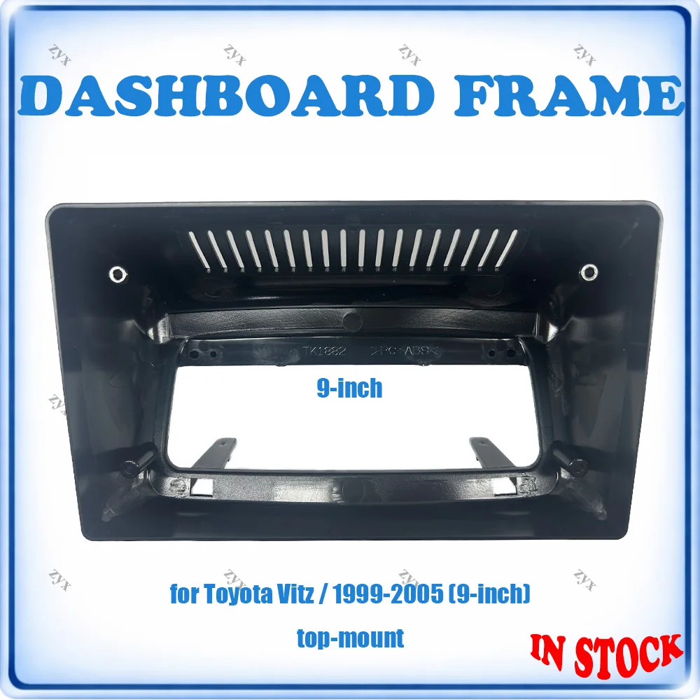 Car Radio Fascia Frame Upper Mount For Toyota Vitz 1999-2005 9 inch Wiring Harness Power Cable Plug & Play No Cutting