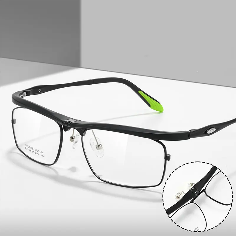 CCspace Fold Sports Myopia Glasses Optical Lenses With Recipe Men Eyeglasses Tungsten Carbon Plastic Steel Eyeglass Frame