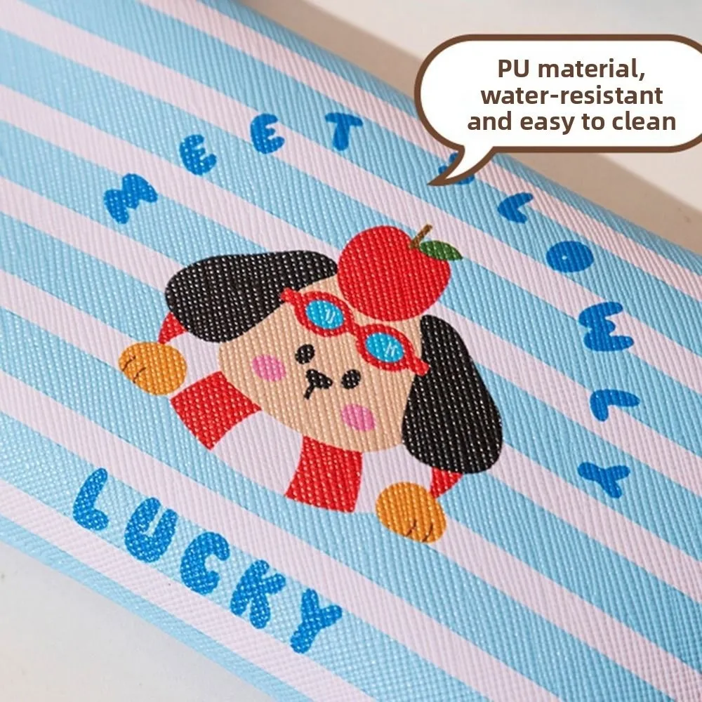 2 قطعة حقيبة نظارات جلدية PU كرتونية مقاومة للغبار ومقاومة للماء حقيبة تخزين النظارات ذاتية الإغلاق ناعمة مع حبل قصير