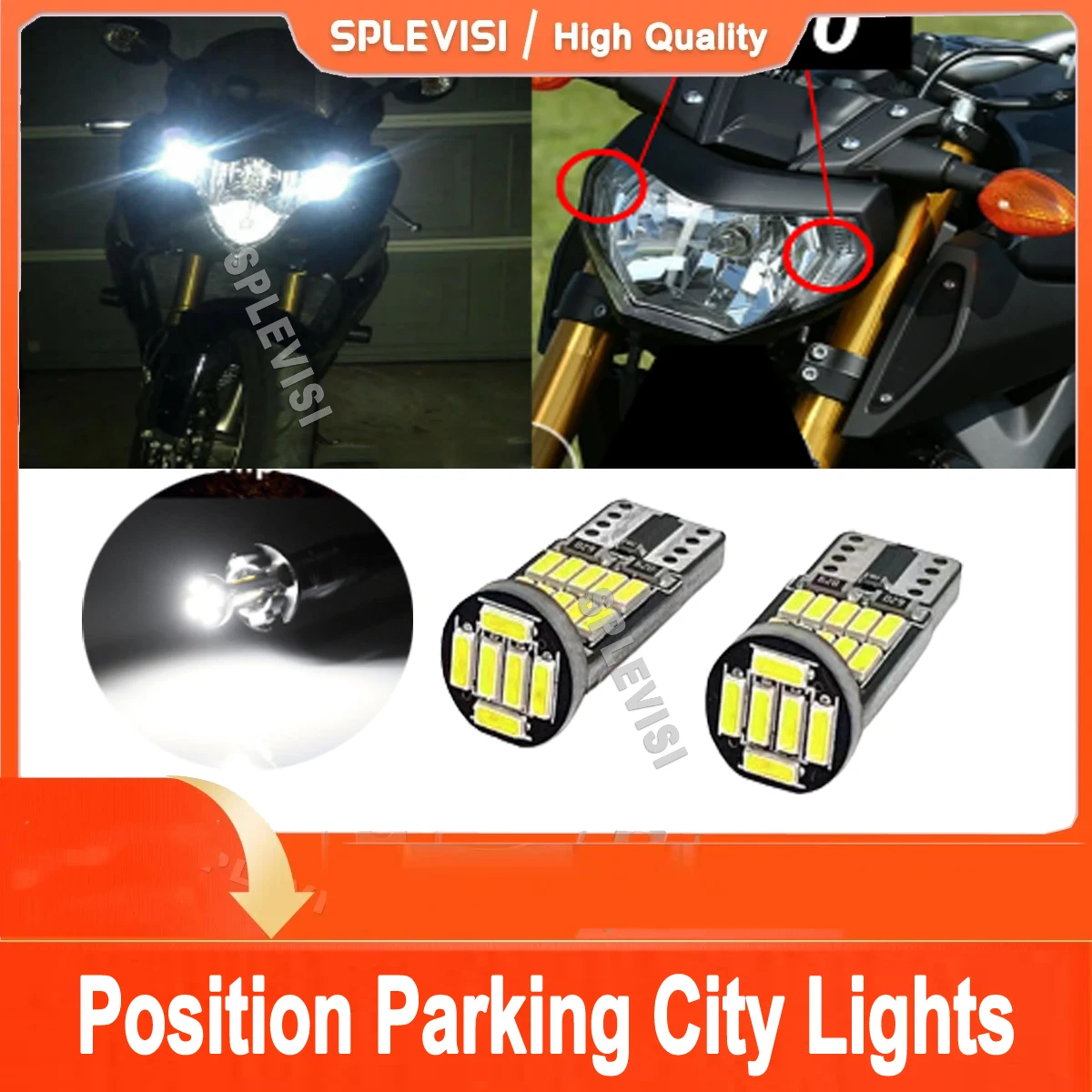 

2PCS W5W CANbus White LED Motorcycle Position Parking Light FOR Kawasaki Z250 Z400 Z650 Z900 RS ER6F T10 194 Pilot Park Lights