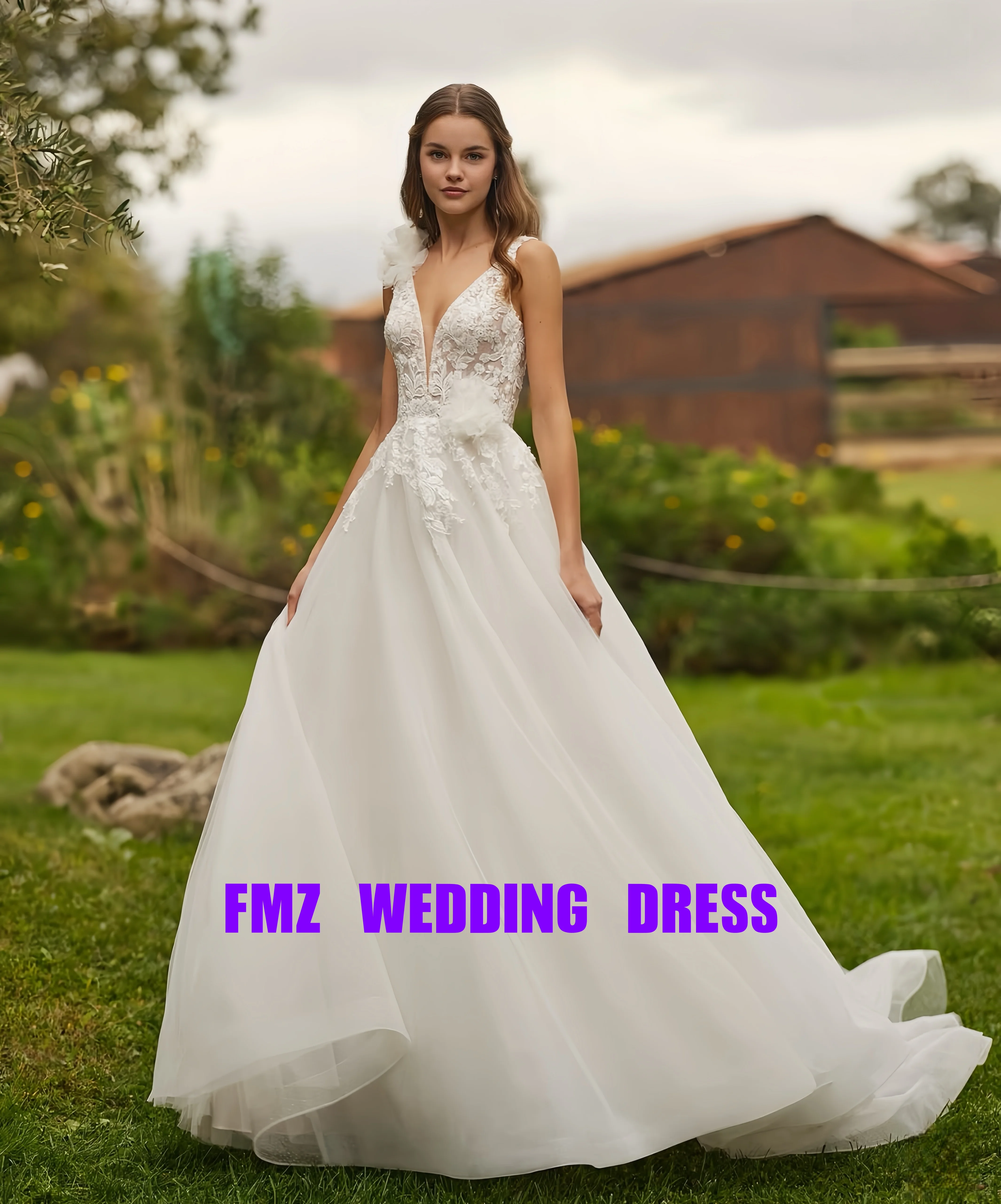Customized V-neck sleeveless A-LINE elegant vestidos de novia wedding dress vestidos para muje robe de mariee