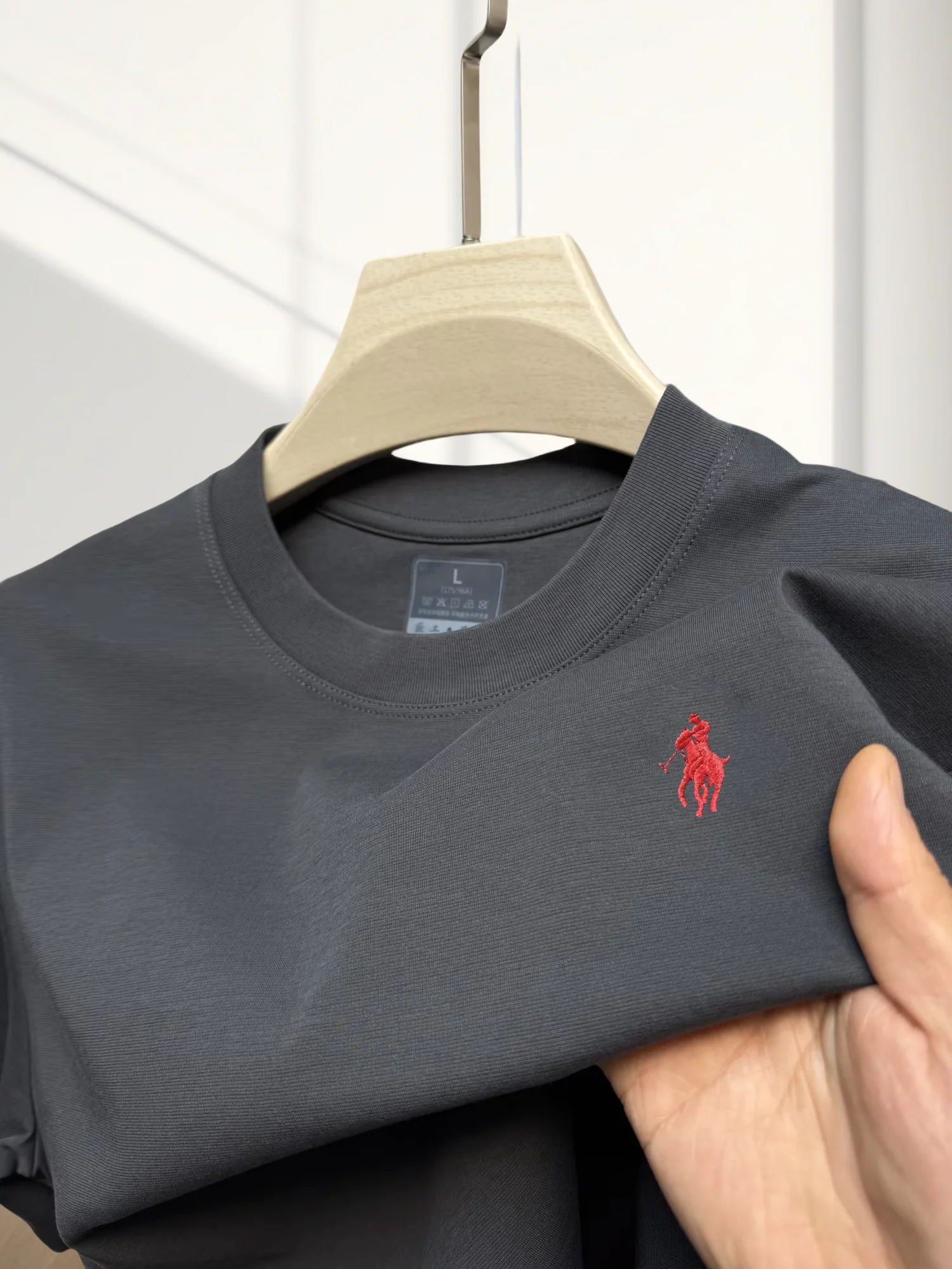 

Summer mens original custom Paul embroidery short sleeve new fashion silk cotton Tshirt highquality ice silk elastic T-shirt top