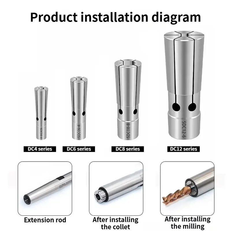 DC4 DC6 DC8 DC12 SDC6 SDC8 SDC12 Spring Clamp Set Collet Chuck Collet Pull Back SDC DC Collet 0.005mm