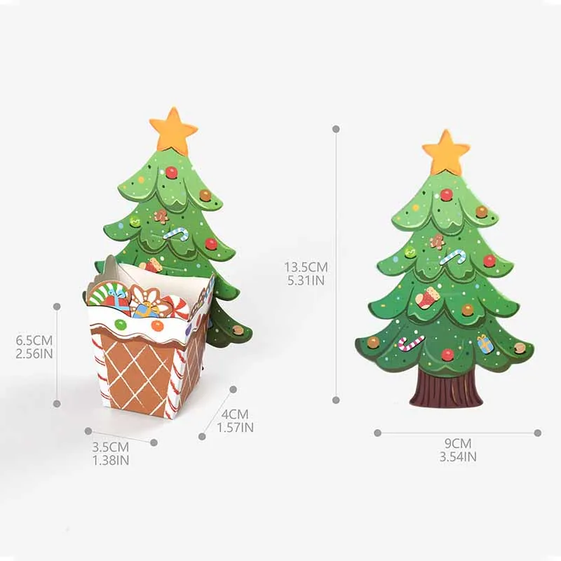 10/20Pcs 3D Santa Claus Gift Packaging Boxes Merry Christmas Tree Folding Cookies Paper Candy Gift Box New Year Xmas Party Decor