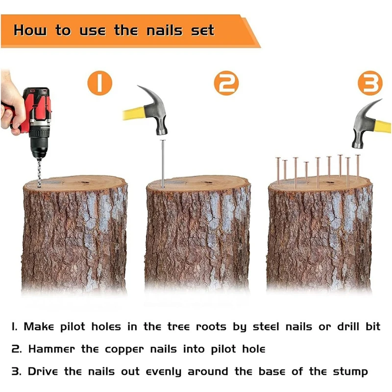 3.5 Inch Pure Copper Nails Bulk Stump Removal Spikes Hardware Nails For Trees 25Piece