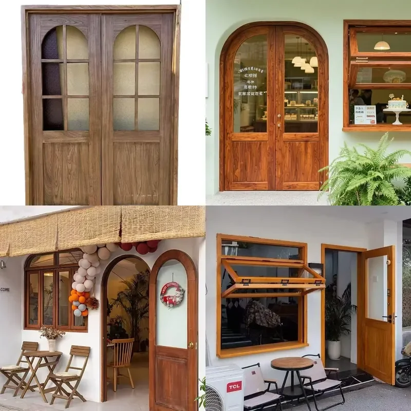 Vintage Elm Wood Folding Window Frame Solid Wood Sliding Sash for Bedroom Interior Decor Chinese Style Home Cafe Partition
