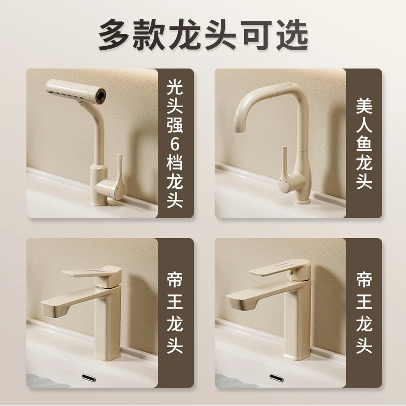 fq- Cabinet Medieval Style Rock Slab Hot Bending Integrated Basin, Bathroom Cabinet Bathroom, Hand Wash Basin, Side Storage W~