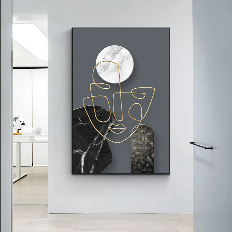 Design Sense Abstract Face Poster Hallway Bedroom Photo Wall Canvas Painting Marble Texture Art Print Home Decor HD Pictures