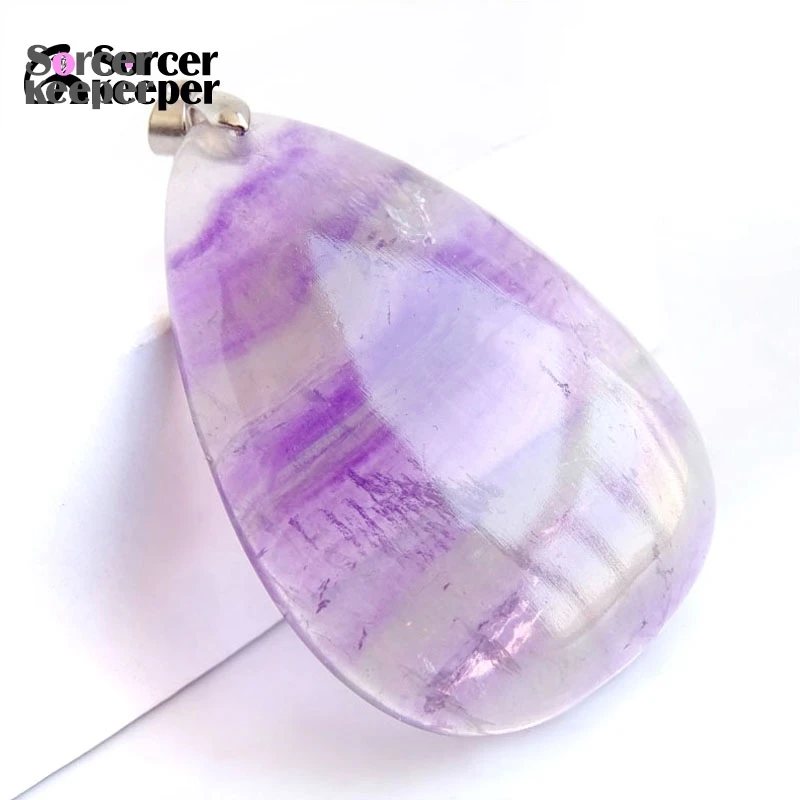 Natural Red Fluorite Quartz Water Drop Pendant Necklace Jewelry Blue Purple Colorful Fluorite Crystal Gift For Woman Men QS516