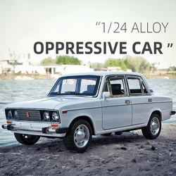 Voiture en alliage russe LADA 2106, jouet moulé, modèle de voiture, son et lumière, jouet de collection pour enfants, cadeau d'anniversaire, 1:24