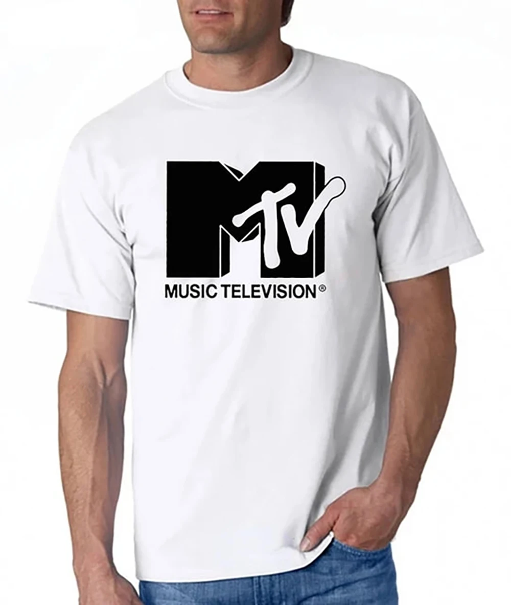 JRJZ Men\'s T-Shirt Mtv Retro Casual Cotton T-Shirt Retro Shirt Pop Music Tv Culture Bands Oversized Tops Men\'s Clothing #913091